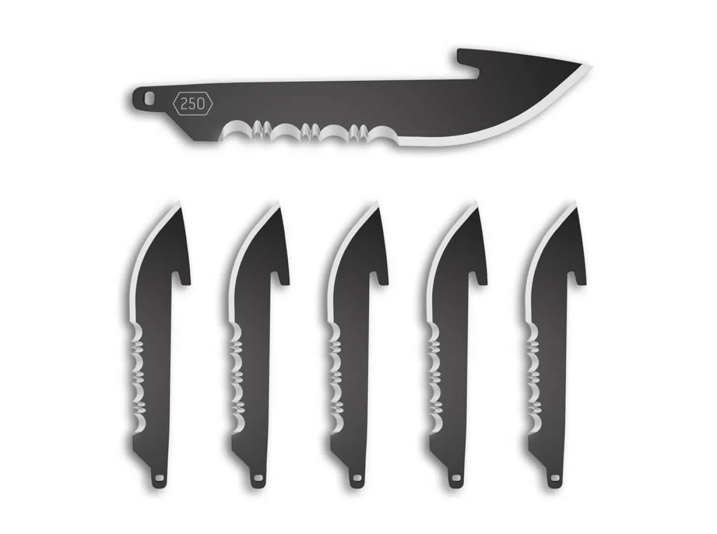 Outdoor Edge 2.5" Serrated Drop Point Replacement Blades 6-Pack Black Oxide Silber Clearance