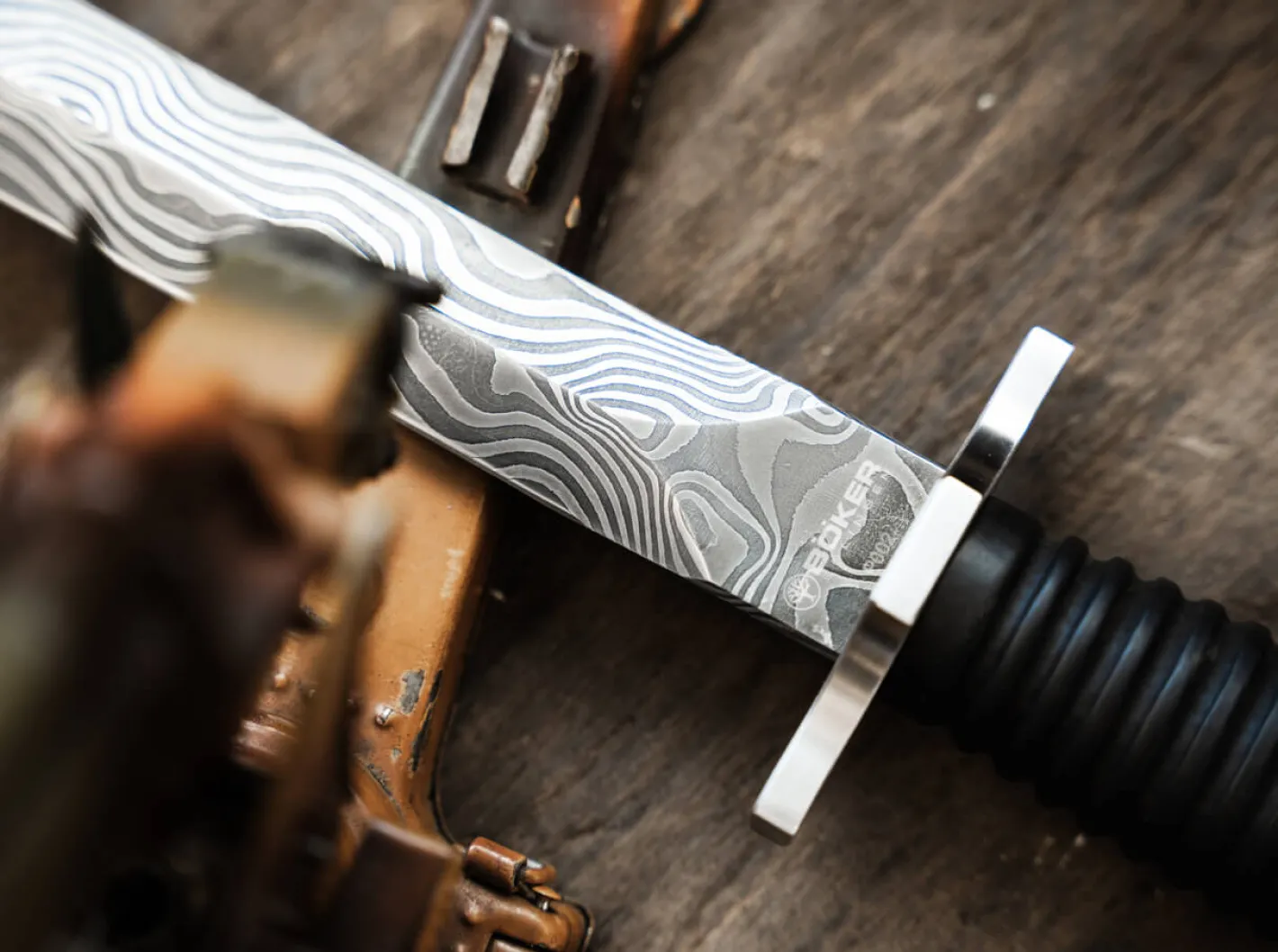 Böker Manufaktur Solingen Acht-Acht Flak Damast Schwarz Discount