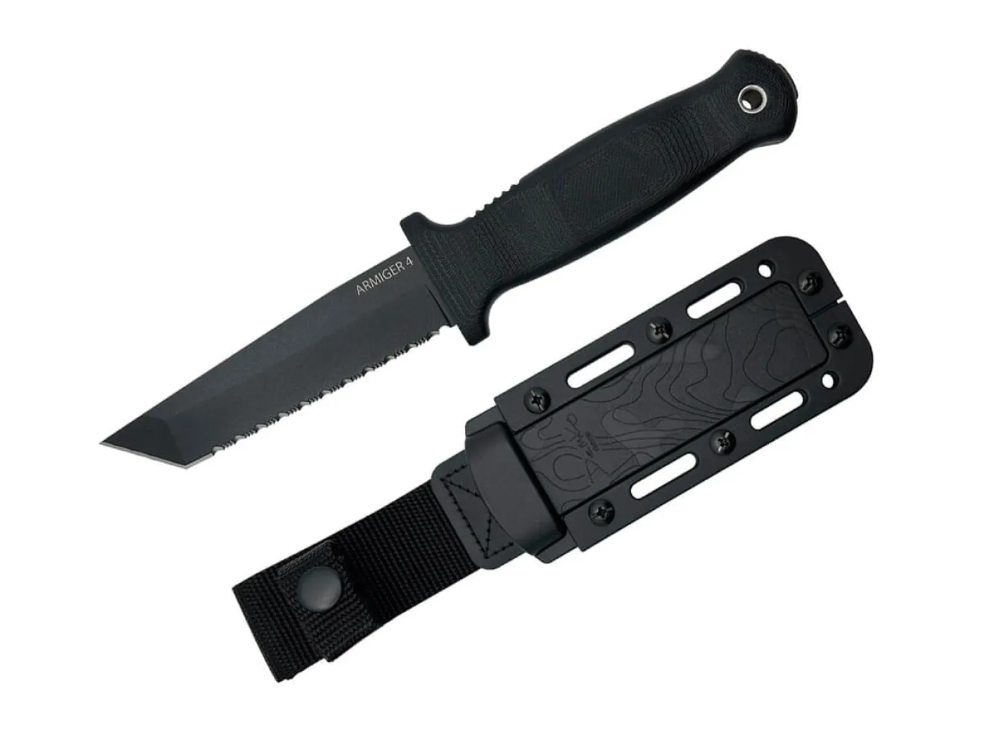 Demko Knives Armiger 4 Tanto Point 80CRV2 TPR Black Serrated Schwarz Sale