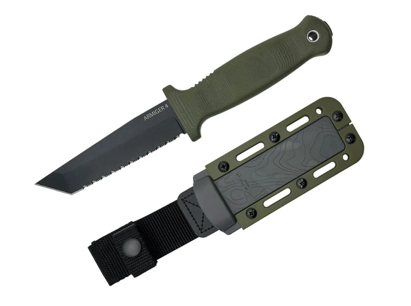 Demko Knives Armiger 4 Tanto Point 80CRV2 TPR OD Green Serrated Grün Best