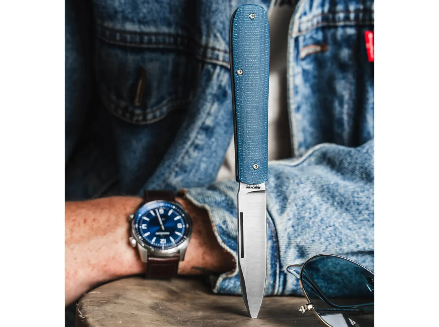 Böker Manufaktur Solingen Coffin Denim Micarta New