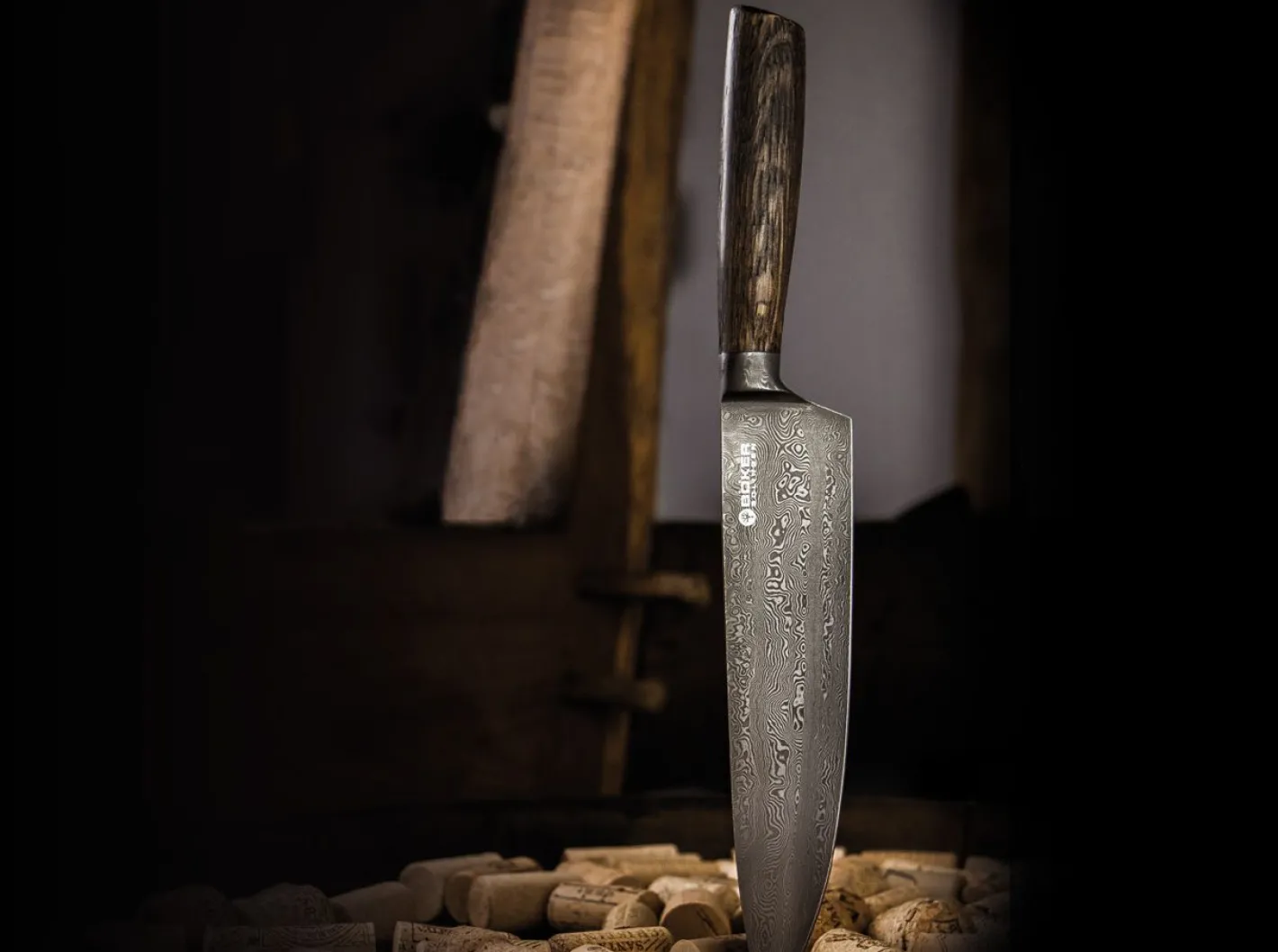 Böker Manufaktur Solingen Core Damast Chefmesser Braun Discount