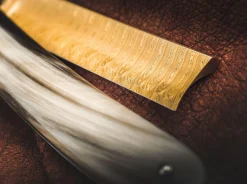 Böker Manufaktur Solingen Damast Gold Horn Braun New