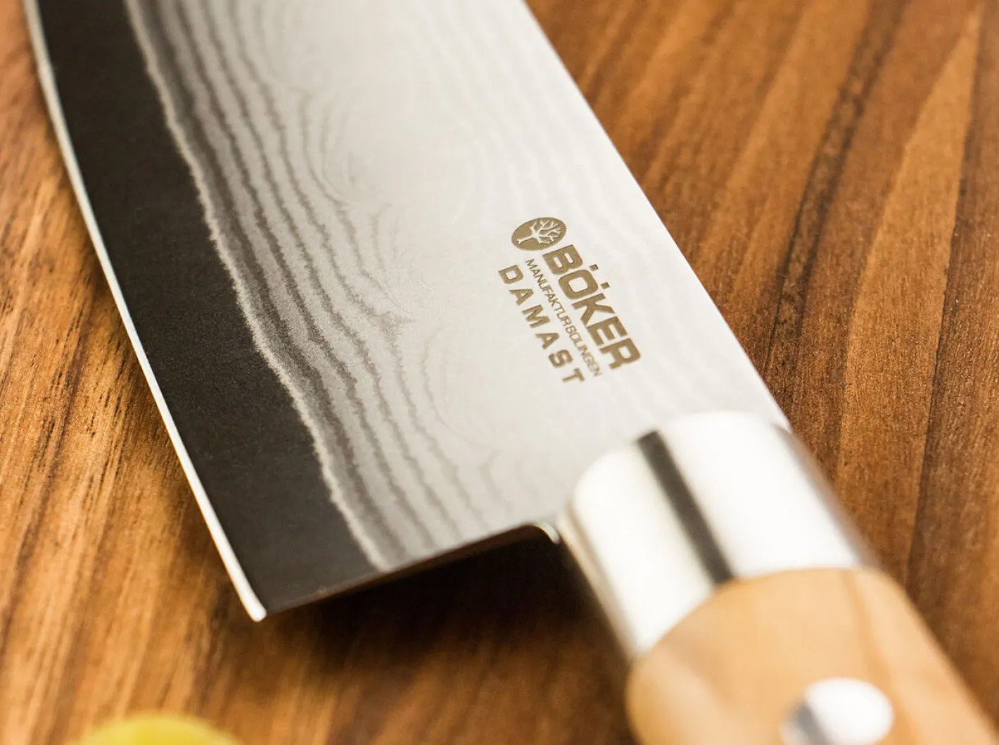 Böker Manufaktur Solingen Damast Olive Santoku Braun Sale