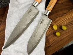 Böker Manufaktur Solingen Damast Olive Santoku Braun Outlet
