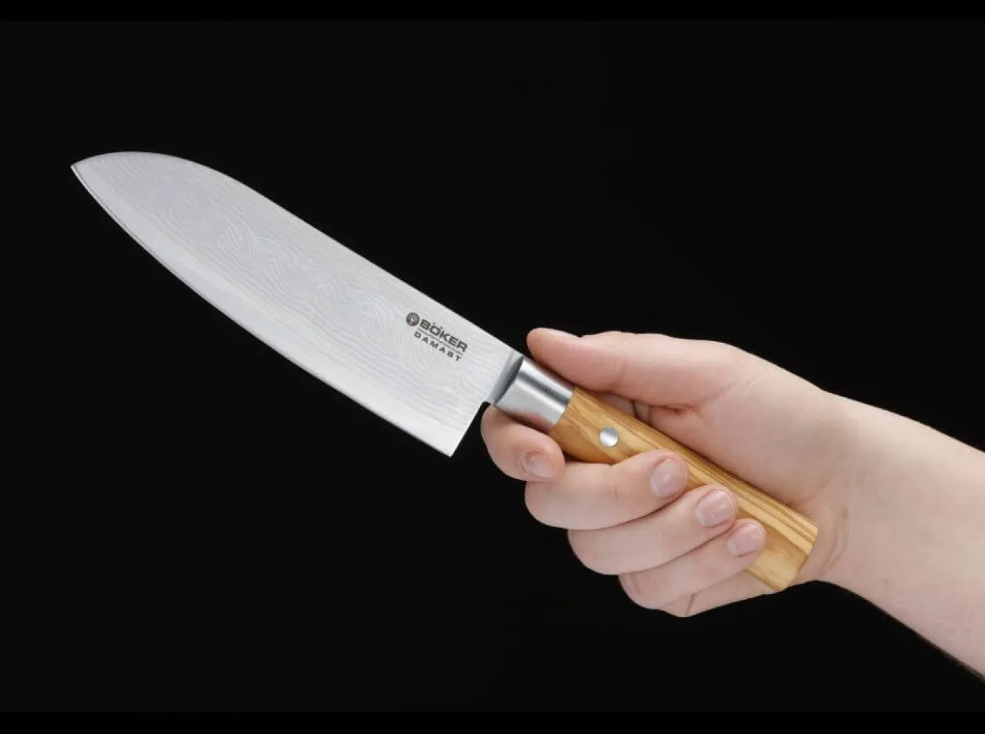 Böker Manufaktur Solingen Damast Olive Santoku Braun Outlet