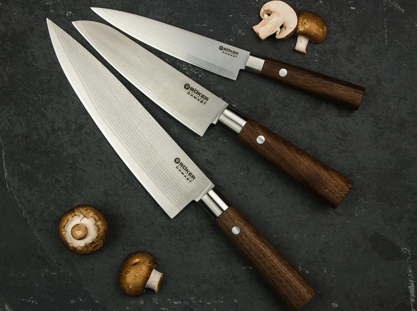 Böker Manufaktur Solingen Damast Walnuss Santoku Braun Clearance