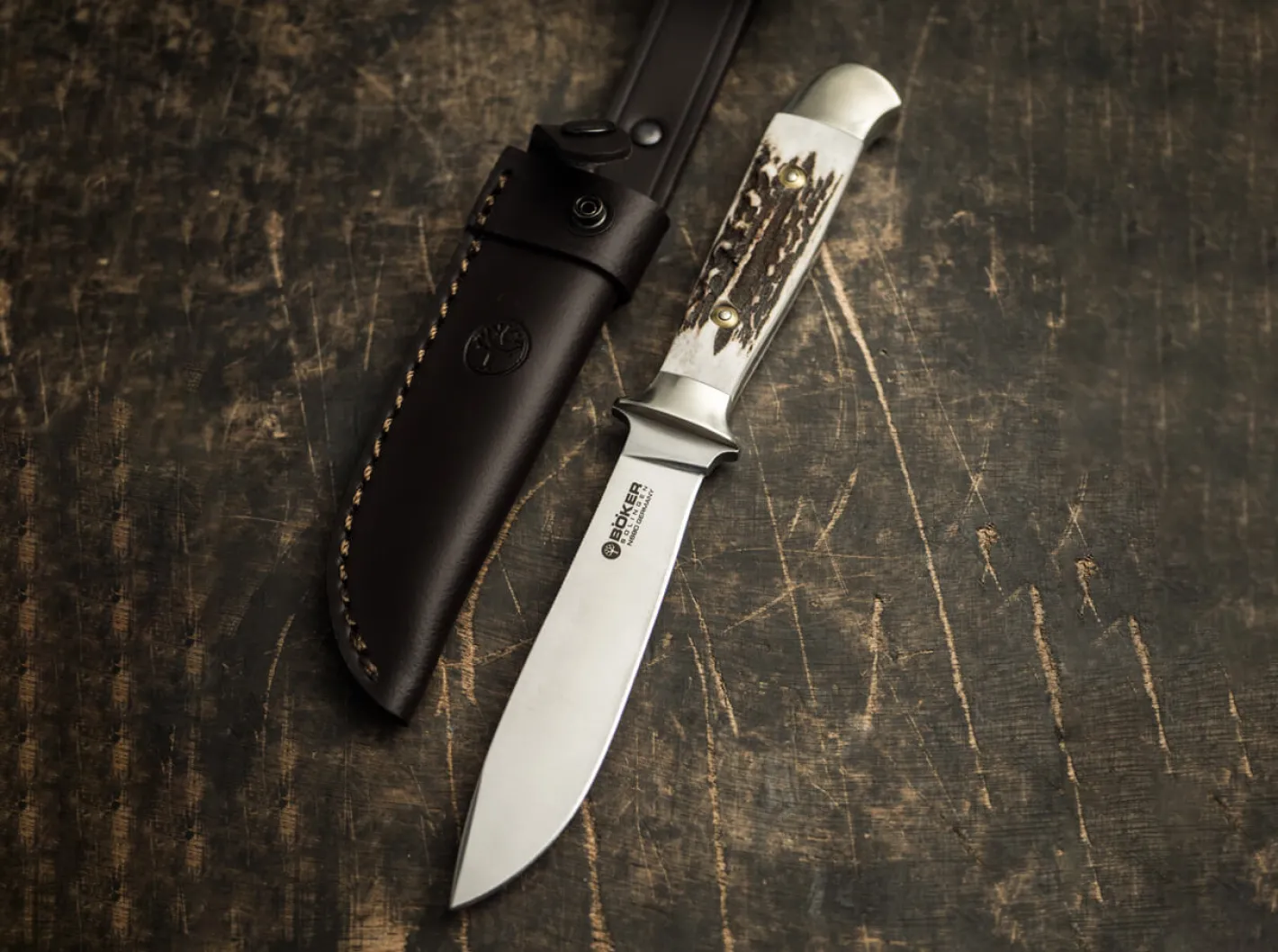 Böker Manufaktur Solingen Försternicker Hirschhorn Braun New