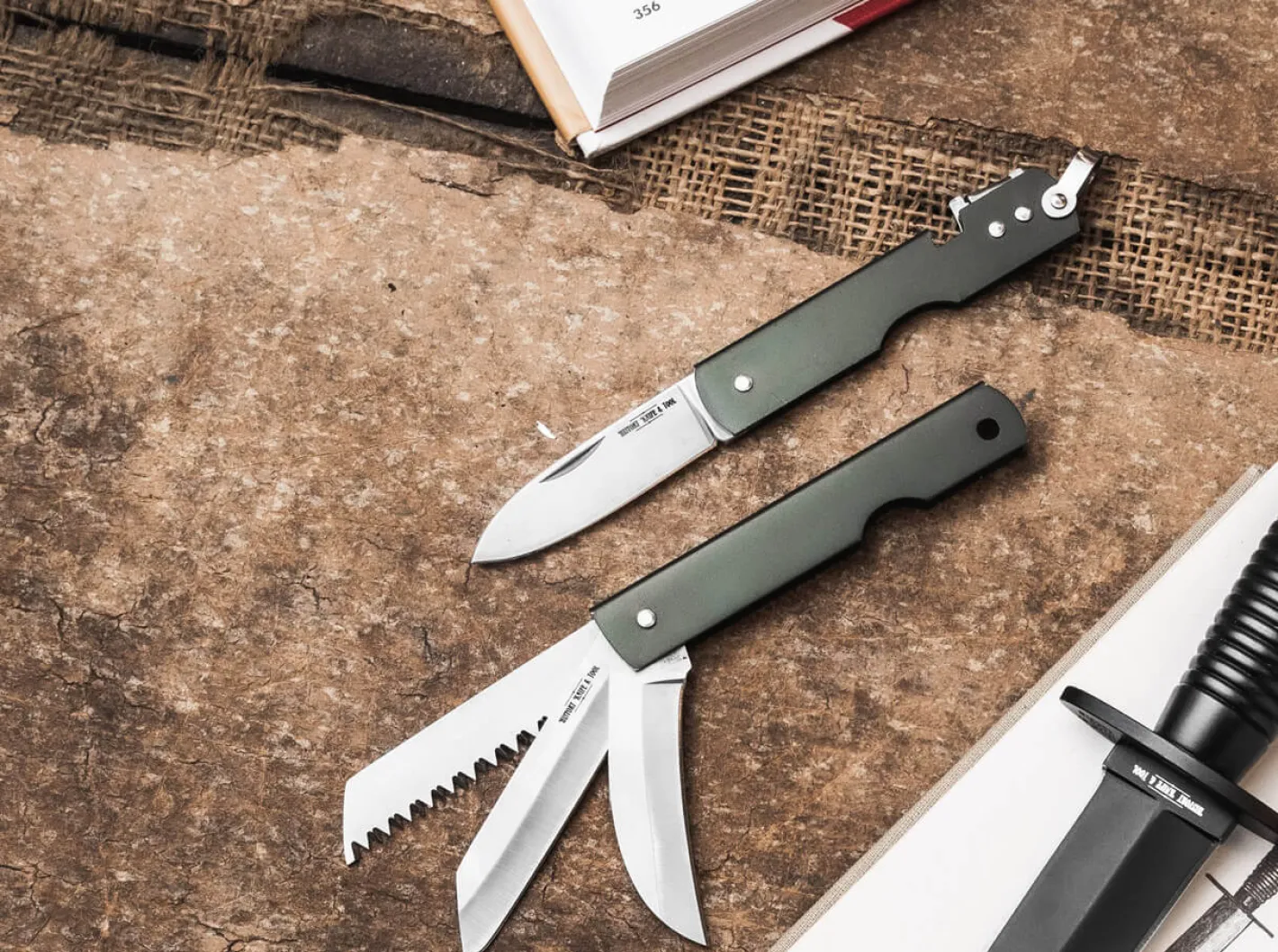 History Knife & Tool Japanese Army Pen Knife Can Opener Grün Best