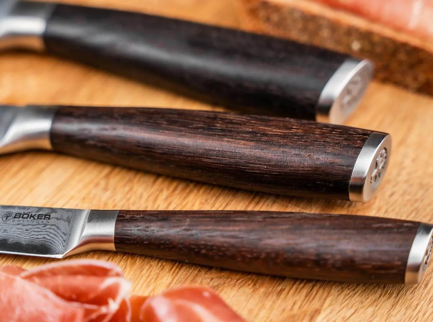 Böker Manufaktur Solingen Meisterklinge Damast Kochmesser Braun Best