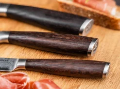 Böker Manufaktur Solingen Meisterklinge Damast Santoku Braun Best