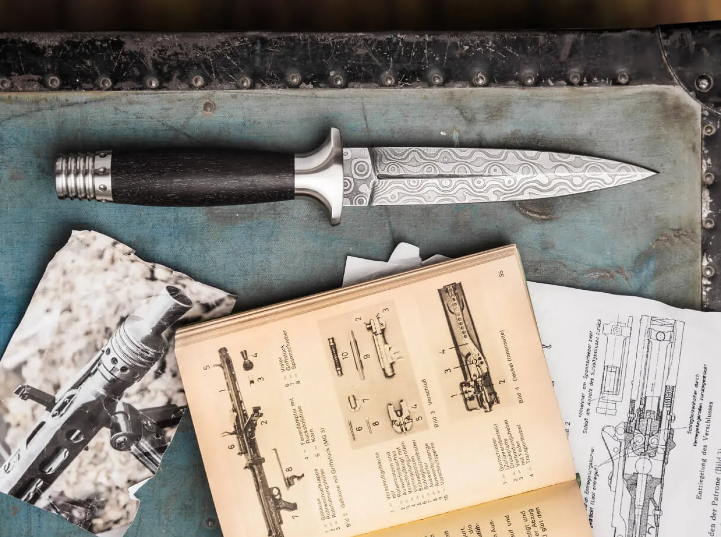 Böker Manufaktur Solingen MG-42 Damast Dolch Schwarz Discount