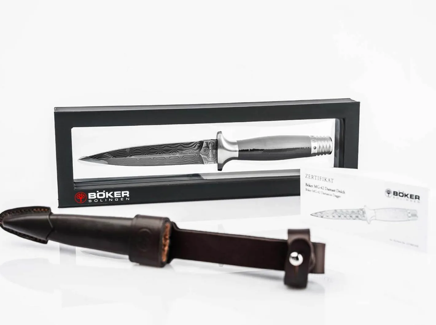 Böker Manufaktur Solingen MG-42 Damast Dolch Schwarz Discount