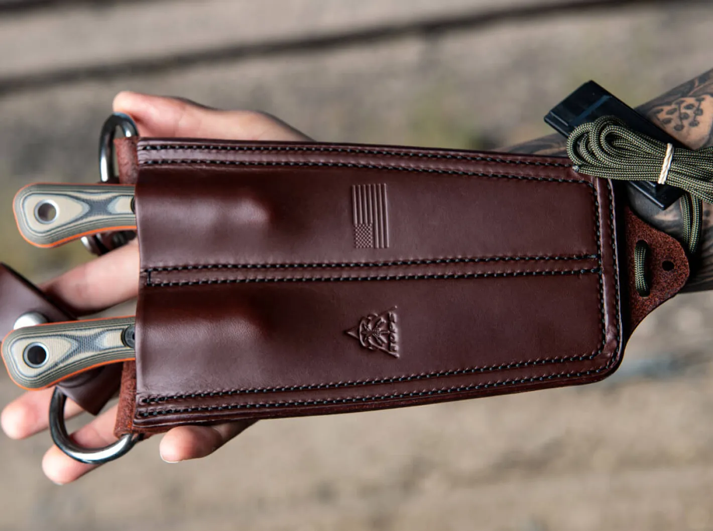 TOPS Knives Muley Combo Leather Sheath Tan Black G10 Mehrfarbig