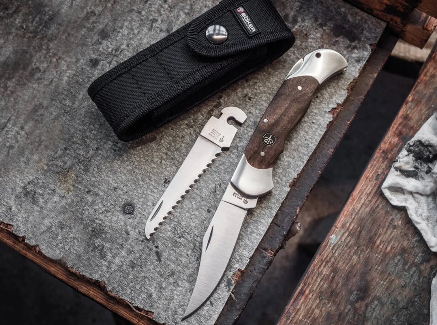 Böker Manufaktur Solingen Optima Walnuss Set Braun Outlet