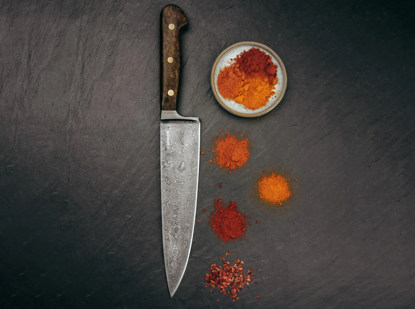 Böker Manufaktur Solingen Patina Damast Chefmesser Braun Outlet