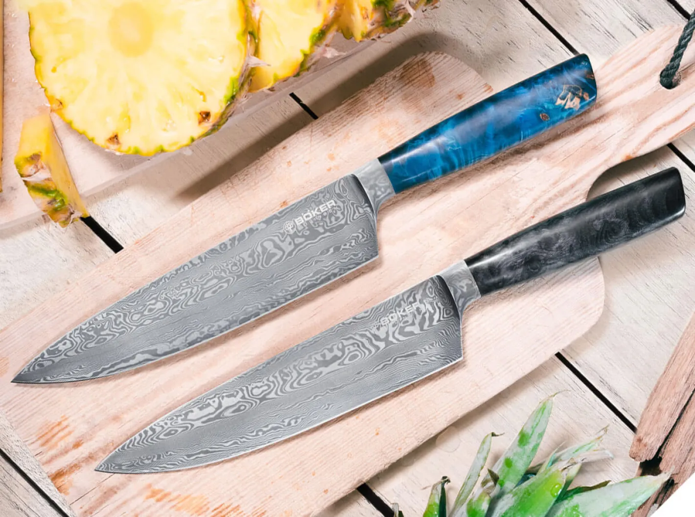 Böker Manufaktur Solingen Riviera Damast Chefmesser Blau Online