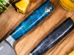 Böker Manufaktur Solingen Santorini Damast Chefmesser Grau Discount