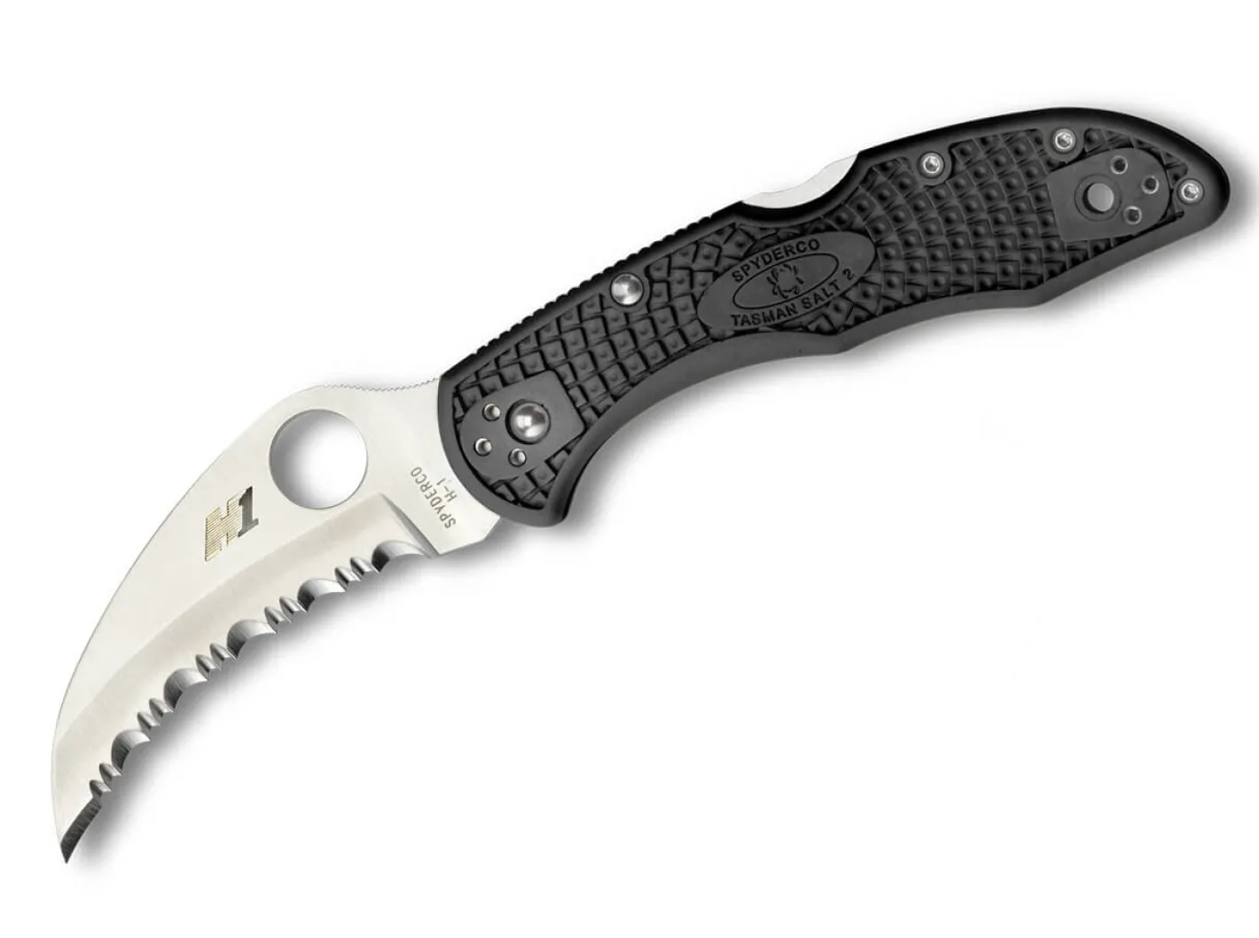 Spyderco Tasman Salt 2 Lightweight Black H1 Serrated Schwarz Best